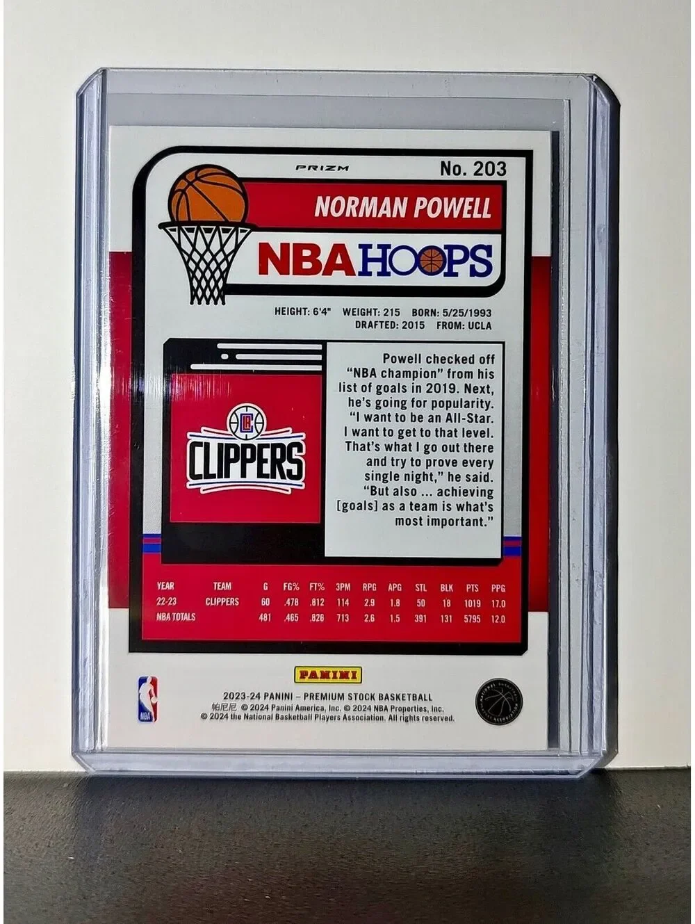 Norman Powell 2023-24 Panini Premium NBA Hoops #203 Disco Prizm Card Clippers